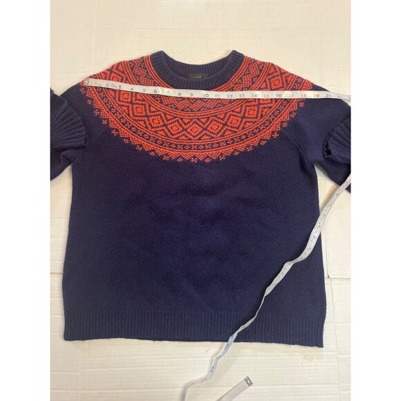 J. Crew Womens Wool/Nylon Sweater Size S Fair Isle Pattern Navy/orange bell - Picture 7 of 10